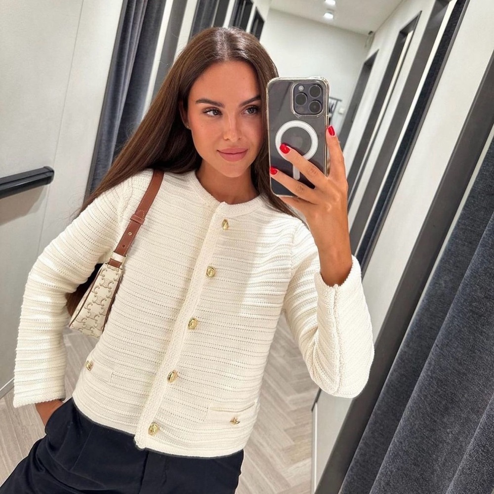 Massimo Dutti knitted cotton button up cardigan sweater